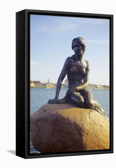 Statue of the Little Mermaid in Copenhagen, Denmark, Scandinavia, Europe-Simon Montgomery-Framed Stretched Canvas