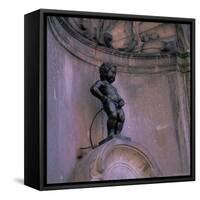 Statue of the Manneken Pis, Brussels (Bruxelles), Belgium, Europe-Roy Rainford-Framed Stretched Canvas