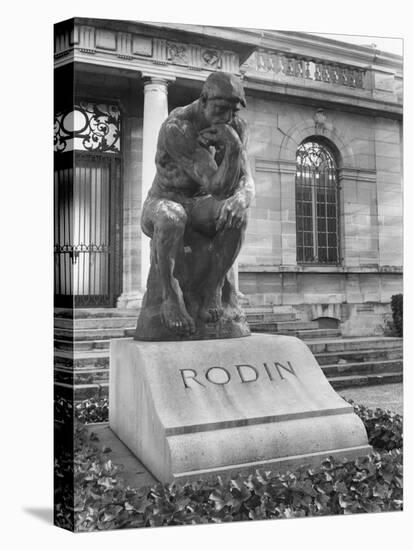 Statue of the Thinker on Auguste Rodin's Tomb in the Park of Villa des Brillants-Auguste Rodin-Stretched Canvas