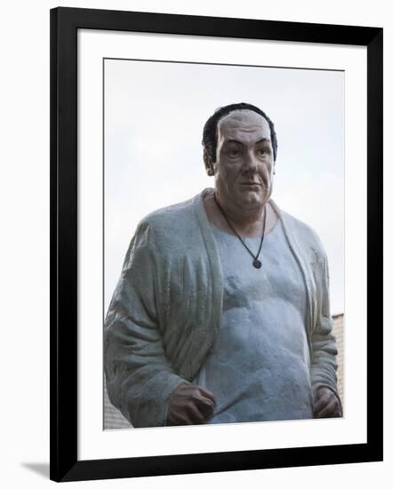 Statue of Tony Soprano Atop Senfortis Wine Bar, Druskininkai, Lithuania-null-Framed Photographic Print