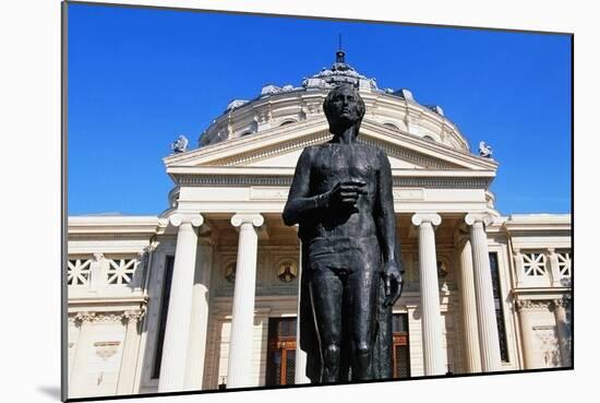 Statue of Violinist and Composer George Enescu in Front of Romanian Athenaeum-null-Mounted Giclee Print