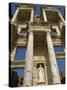 Statue of Virtue, Arete, on the Facade of the Roman Library of Celsus, Ephesus, Anatolia, Turkey-Rennie Christopher-Stretched Canvas