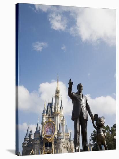 Statue of Walt Disney and Micky Mouse at Disney World, Orlando, Florida, USA-Angelo Cavalli-Stretched Canvas