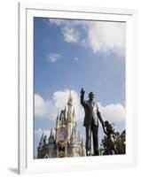 Statue of Walt Disney and Micky Mouse at Disney World, Orlando, Florida, USA-Angelo Cavalli-Framed Photographic Print