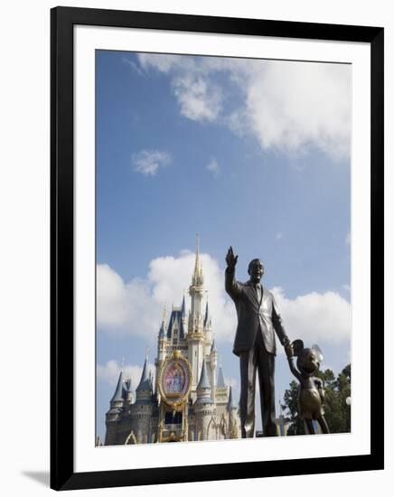 Statue of Walt Disney and Micky Mouse at Disney World, Orlando, Florida, USA-Angelo Cavalli-Framed Photographic Print