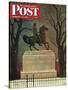 "Statue of Washington on His Horse," Saturday Evening Post Cover, February 22, 1947-John Atherton-Stretched Canvas