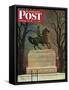 "Statue of Washington on His Horse," Saturday Evening Post Cover, February 22, 1947-John Atherton-Framed Stretched Canvas