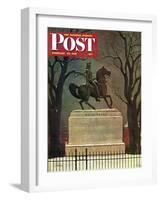 "Statue of Washington on His Horse," Saturday Evening Post Cover, February 22, 1947-John Atherton-Framed Giclee Print