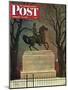 "Statue of Washington on His Horse," Saturday Evening Post Cover, February 22, 1947-John Atherton-Mounted Giclee Print