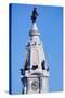 Statue of William Penn high atop City Hall in downtown Philadelphia, Pennsylvania-null-Stretched Canvas