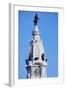 Statue of William Penn high atop City Hall in downtown Philadelphia, Pennsylvania-null-Framed Photographic Print