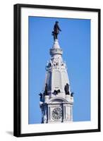 Statue of William Penn high atop City Hall in downtown Philadelphia, Pennsylvania-null-Framed Photographic Print