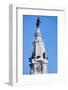 Statue of William Penn high atop City Hall in downtown Philadelphia, Pennsylvania-null-Framed Photographic Print