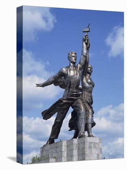 Statue of Worker and Kolkhoz Woman Near the Cosmos Hotel and Vdnkh in Moscow, Russia, Europe-Harding Robert-Stretched Canvas