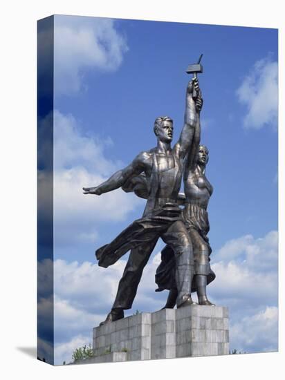 Statue of Worker and Kolkhoz Woman Near the Cosmos Hotel and Vdnkh in Moscow, Russia, Europe-Harding Robert-Stretched Canvas