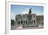 Statue on a Pedestal in Front of a Cathedral-null-Framed Giclee Print