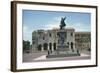 Statue on a Pedestal in Front of a Cathedral-null-Framed Giclee Print