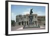 Statue on a Pedestal in Front of a Cathedral-null-Framed Giclee Print