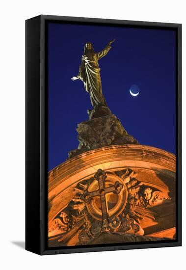Statue on Catedral Metropolitana in Santiago-Jon Hicks-Framed Stretched Canvas