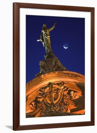 Statue on Catedral Metropolitana in Santiago-Jon Hicks-Framed Photographic Print