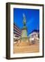 Statue on Ostra Larmgatan at Dusk, Gothenburg, Sweden, Scandinavia, Europe-Frank Fell-Framed Photographic Print