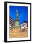 Statue on Ostra Larmgatan at Dusk, Gothenburg, Sweden, Scandinavia, Europe-Frank Fell-Framed Photographic Print