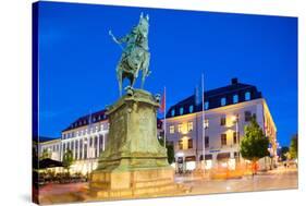 Statue on Ostra Larmgatan at Dusk, Gothenburg, Sweden, Scandinavia, Europe-Frank Fell-Stretched Canvas