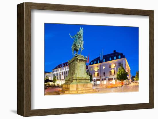 Statue on Ostra Larmgatan at Dusk, Gothenburg, Sweden, Scandinavia, Europe-Frank Fell-Framed Photographic Print