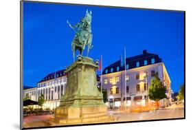 Statue on Ostra Larmgatan at Dusk, Gothenburg, Sweden, Scandinavia, Europe-Frank Fell-Mounted Photographic Print