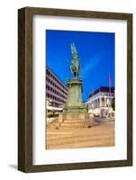 Statue on Ostra Larmgatan at Dusk, Gothenburg, Sweden, Scandinavia, Europe-Frank Fell-Framed Photographic Print