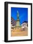 Statue on Ostra Larmgatan at Dusk, Gothenburg, Sweden, Scandinavia, Europe-Frank Fell-Framed Photographic Print