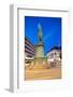 Statue on Ostra Larmgatan at Dusk, Gothenburg, Sweden, Scandinavia, Europe-Frank Fell-Framed Photographic Print