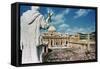 Statue Overlooking St. Peters Square-null-Framed Stretched Canvas
