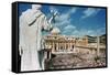 Statue Overlooking St. Peters Square-null-Framed Stretched Canvas