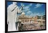 Statue Overlooking St. Peters Square-null-Framed Photographic Print