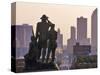 Statue Overlooking the City, Des Moines, Iowa-Chuck Haney-Stretched Canvas