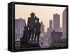 Statue Overlooking the City, Des Moines, Iowa-Chuck Haney-Framed Stretched Canvas