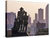 Statue Overlooking the City, Des Moines, Iowa-Chuck Haney-Stretched Canvas