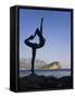 Statue Sillhouetted Against St. Nikola Island, Budva, Montenegro, Balkans, Europe-Gavin Hellier-Framed Stretched Canvas