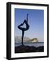 Statue Sillhouetted Against St. Nikola Island, Budva, Montenegro, Balkans, Europe-Gavin Hellier-Framed Photographic Print