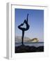 Statue Sillhouetted Against St. Nikola Island, Budva, Montenegro, Balkans, Europe-Gavin Hellier-Framed Photographic Print