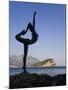 Statue Sillhouetted Against St. Nikola Island, Budva, Montenegro, Balkans, Europe-Gavin Hellier-Mounted Photographic Print