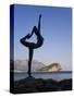 Statue Sillhouetted Against St. Nikola Island, Budva, Montenegro, Balkans, Europe-Gavin Hellier-Stretched Canvas