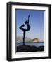 Statue Sillhouetted Against St. Nikola Island, Budva, Montenegro, Balkans, Europe-Gavin Hellier-Framed Photographic Print