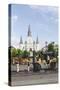 Statue, St. Louis Cathedral, Jackson Square, French Quarter, New Orleans, Louisiana, USA-Jamie & Judy Wild-Stretched Canvas