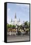 Statue, St. Louis Cathedral, Jackson Square, French Quarter, New Orleans, Louisiana, USA-Jamie & Judy Wild-Framed Stretched Canvas