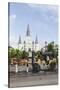 Statue, St. Louis Cathedral, Jackson Square, French Quarter, New Orleans, Louisiana, USA-Jamie & Judy Wild-Stretched Canvas