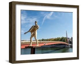 Statue The Weight of Oneself, Passarelle du Palais de Justice, Lyon, Auvergne-Rhone-Alpes, France-Jean Brooks-Framed Photographic Print