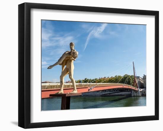 Statue The Weight of Oneself, Passarelle du Palais de Justice, Lyon, Auvergne-Rhone-Alpes, France-Jean Brooks-Framed Photographic Print