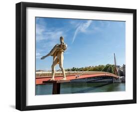 Statue The Weight of Oneself, Passarelle du Palais de Justice, Lyon, Auvergne-Rhone-Alpes, France-Jean Brooks-Framed Photographic Print